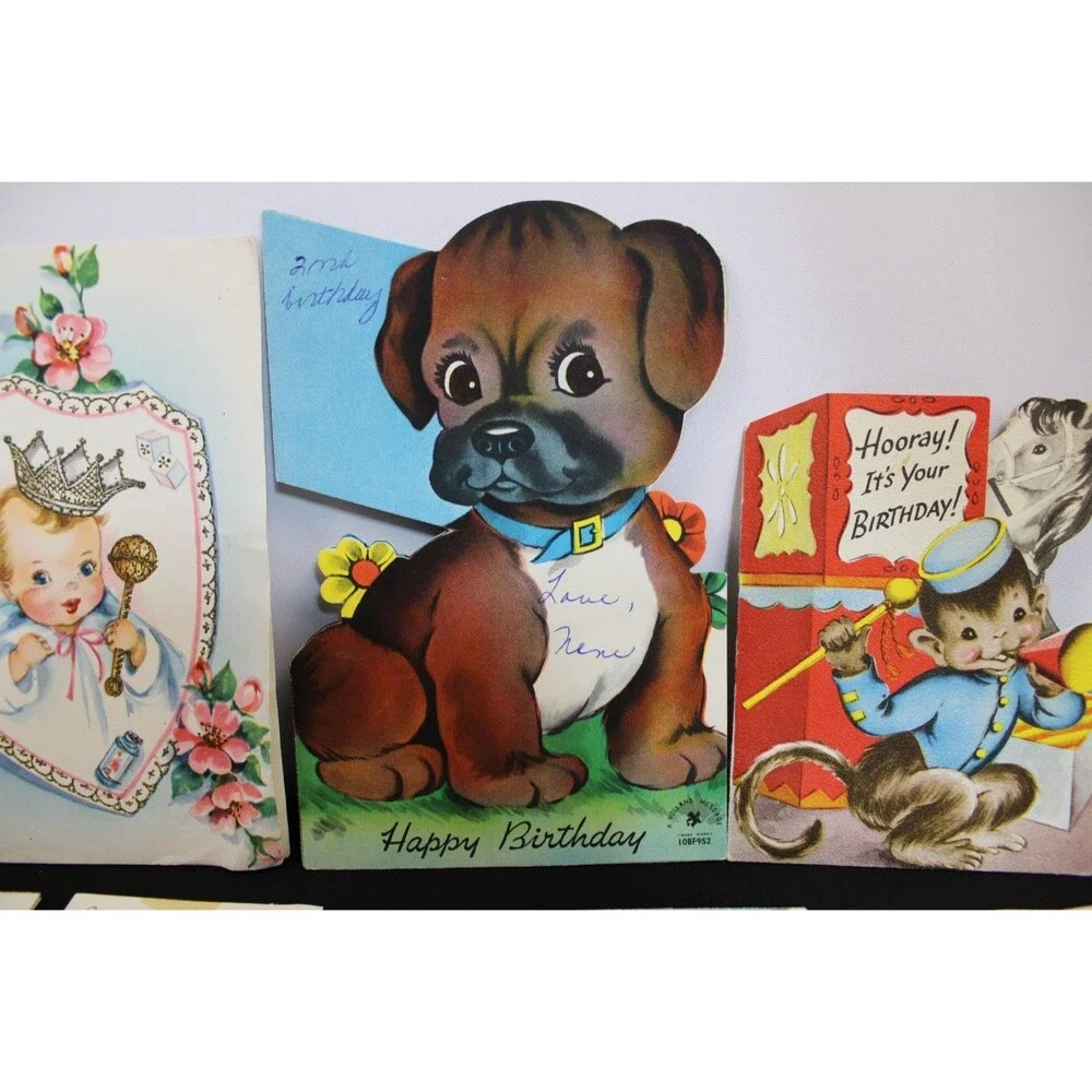 Lot 72 Vtg Baby Shower & New Baby Greeting Cards 1950s Graphics Glitter USA